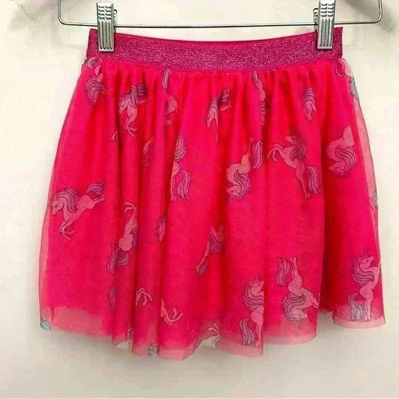 Girls Pink Unicorn Skirt Tulle Princess Lined Elastic Waist Glitter  Size 7 - Picture 1 of 4
